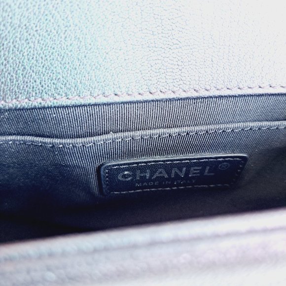 Chanel Purple Iridescent Quilted Leather Small Boy Flap Shoulder Bag - Picture 14 of 16